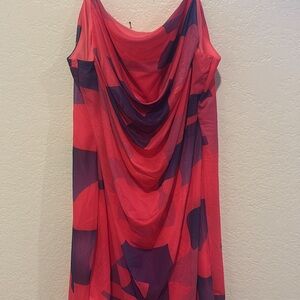 SHEIN Red and Blue Draped Mini Dress